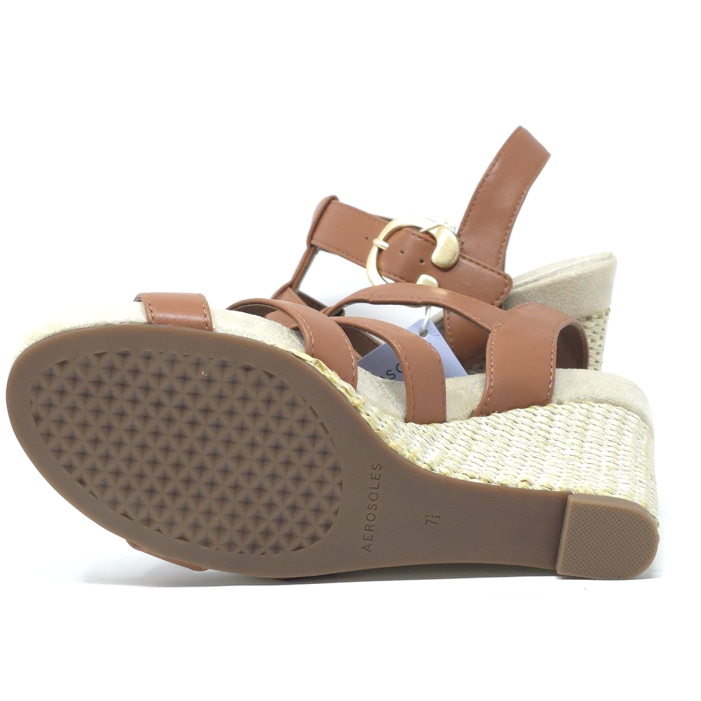 New Aerosoles Paige Gold Leather Caged Wedge Sandals Women’s - Picture 7 of 16